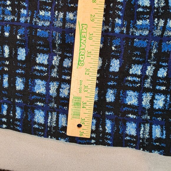 J. McLaughlin Blue Black Abstract Plaid Print Scuba Sheath Dress Preppy sz Lg - Picture 10 of 10
